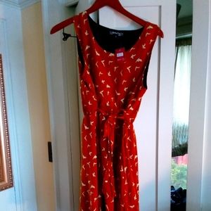 Boho Chic belted cinched belted caramel brown dress size 12